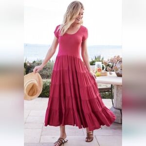 Flowy Kara Raspberry Pink Maxi Dress